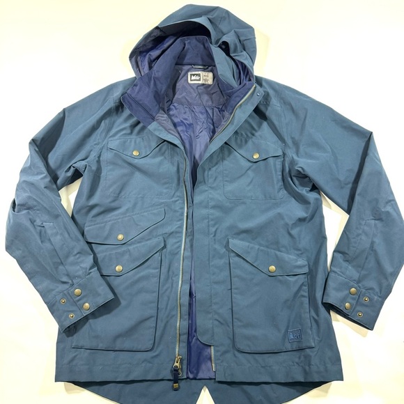 REI Brushed Tricot Jacket Removable Hood Blue - Picture 1 of 8